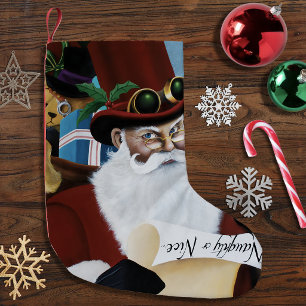 Petite Chaussette De Noël Père Noël Steampunk Victorien Fantaisie d'Art de N