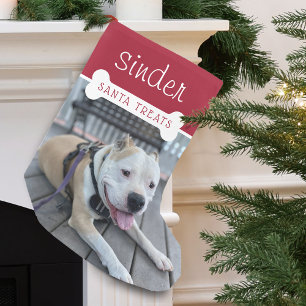 Petite Chaussette De Noël Père Noël Traite Chien Fun Photo