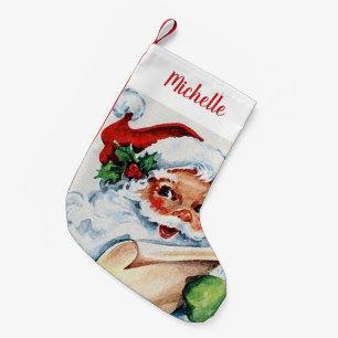 Petite Chaussette De Noël Père Noël Vintage avec nom