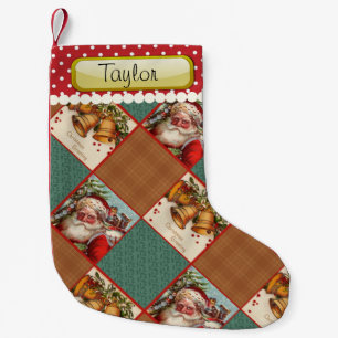 Petite Chaussette De Noël Père Noël vintage nommé fait sur commande