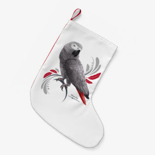 Petite Chaussette De Noël Perroquet de gris africain