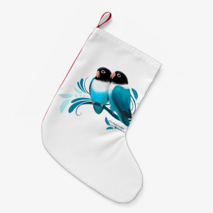 Petite Chaussette De Noël Perruches masquées par bleu