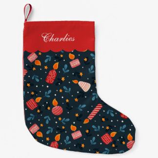 Petite Chaussette De Noël Personalized Dark Festive Mixed Candles stockings