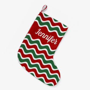 Petite Chaussette De Noël Personalized Festive Red Green Stripes