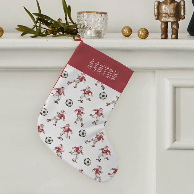 Petite Chaussette De Noël Personalized Soccer Santa (Créateur téléchargé)