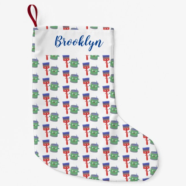 Petite Chaussette De Noël Personnages de peinture et de pinceau mignons (Devant)