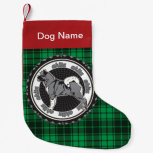 Petite Chaussette De Noël Personnalisé Akita race Dog Holiday Green Plaid