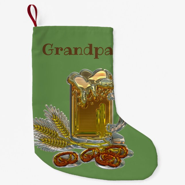 Petite Chaussette De Noël Personnalisé Bière et Pretzels (Devant)