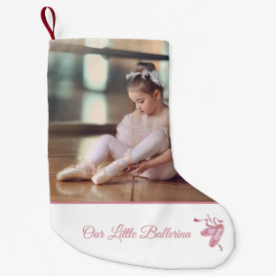 Petite Chaussette De Noël Personnalisé Élégant Notre Petit Ballerina Rose Bl