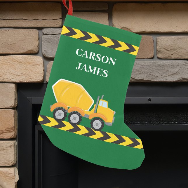 Petite Chaussette De Noël Personnalisé Garçons Cement Mixer Camion Green Enf (Créateur téléchargé)