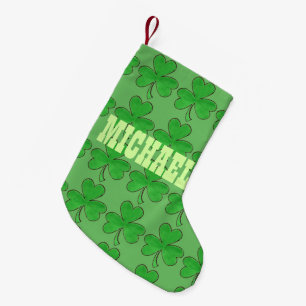Petite Chaussette De Noël Personnalisé Irlandais Lucky Clover Shamrock vert