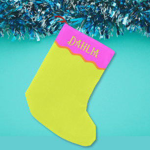 Petite Chaussette De Noël Personnalisé Lumineux Rose Vert Orange