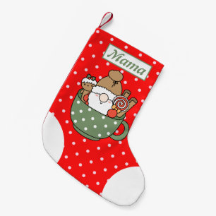 Petite Chaussette De Noël Personnalisé Mama mignon points rouge blanc Père N
