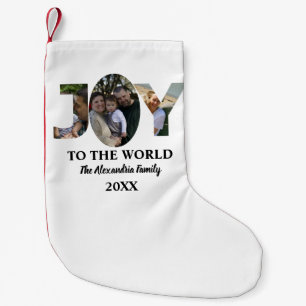 Petite Chaussette De Noël Personnalisé moderne 3 photo collage joie au monde