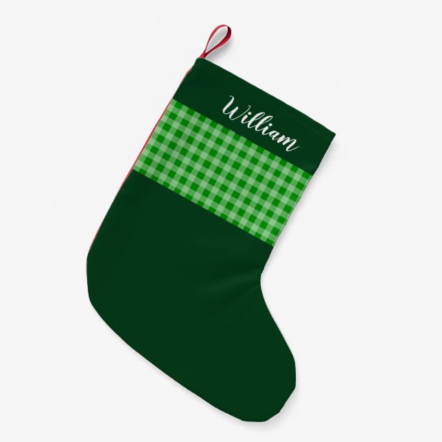 Petite Chaussette De Noël Personnalisé Rustic Green Buffalo (Devant (Accrochage))