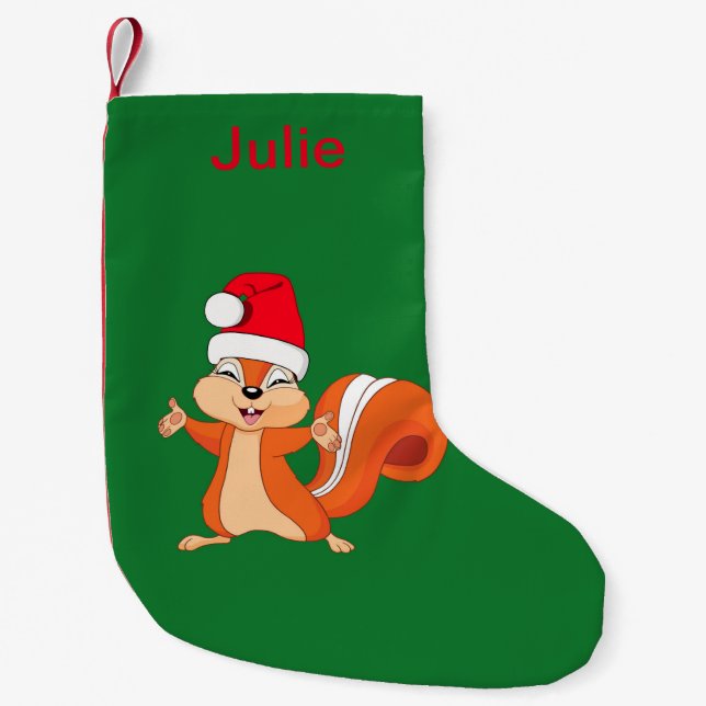 Petite Chaussette De Noël Personnaliser Fizzy l'écureuil (Devant)