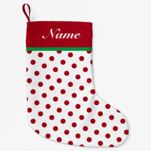 Petite Chaussette De Noël Personnaliser le nom Noël Stocker Pois rouges