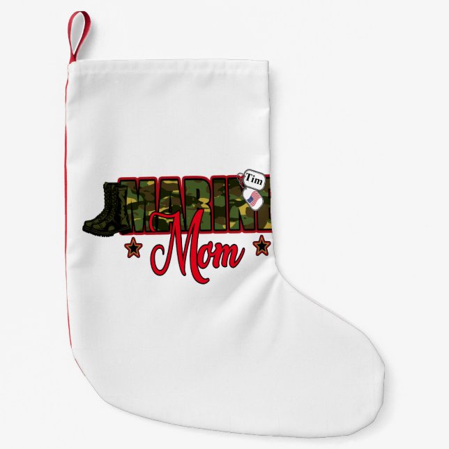 Petite Chaussette De Noël Personnaliser Marine Maman avec le chien Balise (Devant)