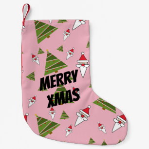 Petite Chaussette De Noël Personnaliser Père Noël et sapin de Noël