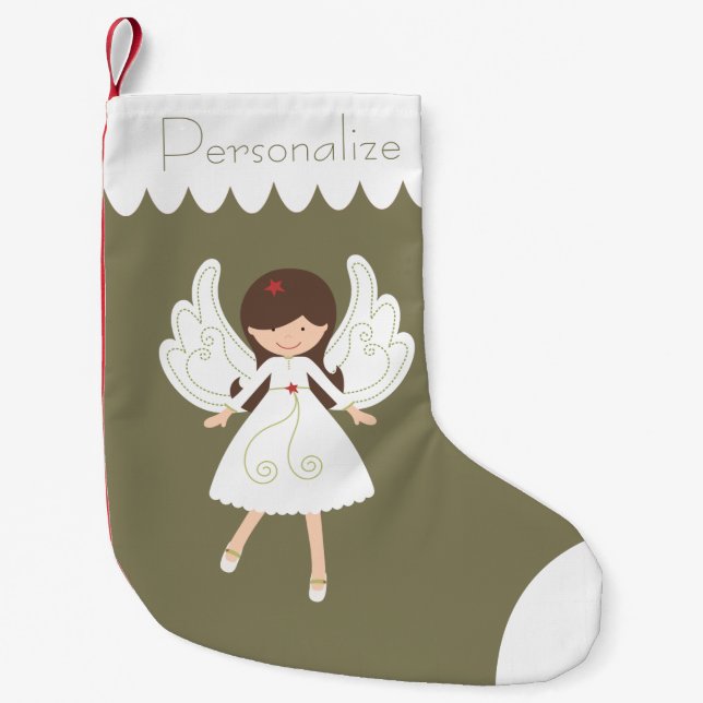 Petite Chaussette De Noël Personnalisez : Ange de Noël pour de petites (Devant)