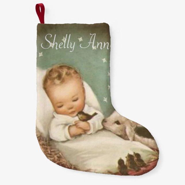 Petite Chaussette De Noël Personnalisez le bébé Jésus (Devant)