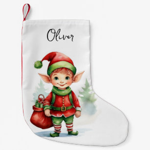 Petite Chaussette De Noël Personnalisez le elfe de Noël avec un sac de cadea