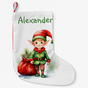 Petite Chaussette De Noël Personnalisez le elfe de Noël avec un sac de cadea