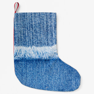 Petite Chaussette De Noël Perspective et vue rapprochée à la texture de bleu