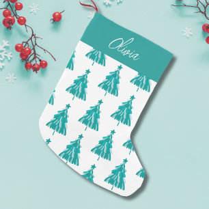 Petite Chaussette De Noël Pesonorisé Green Winter Forest sapin de Noël