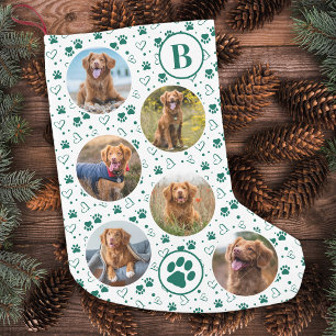Petite Chaussette De Noël Pet Dog Custom Photo Collage Monogramme Empreintes