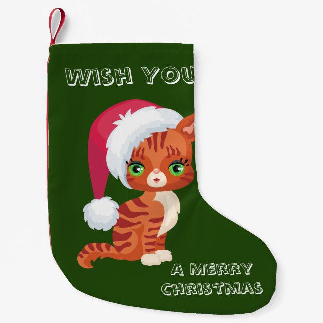 Petite Chaussette De Noël Petit chat Noël Stocker (Devant)