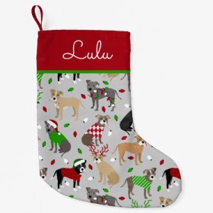 Petite Chaussette De Noël Petit chien de Noël Pitbull Stocking de Noël