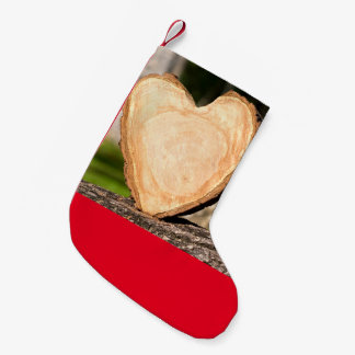 Petite Chaussette De Noël petit coeur en bois bas noël