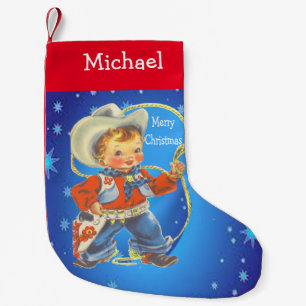 Petite Chaussette De Noël Petit Cowboy avec corde Joyeux Noël