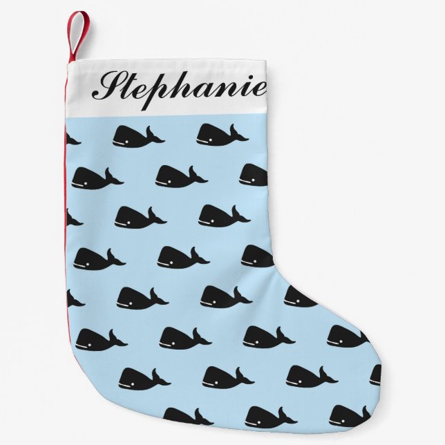 Petite Chaussette De Noël Petit motif mignon de baleine de bleu marine sur (Devant)
