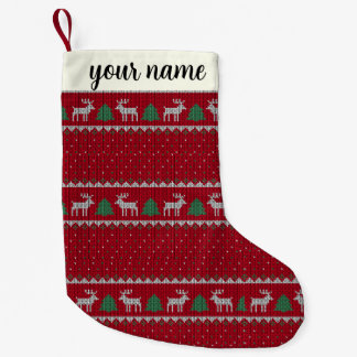 Petite Chaussette De Noël petit Noël Rustique Rouge et Vert personnalisé