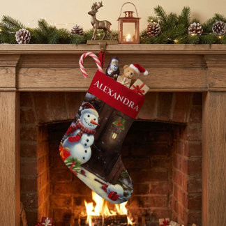 Petite Chaussette De Noël Petit Noël vintage avec bonhomme de neige