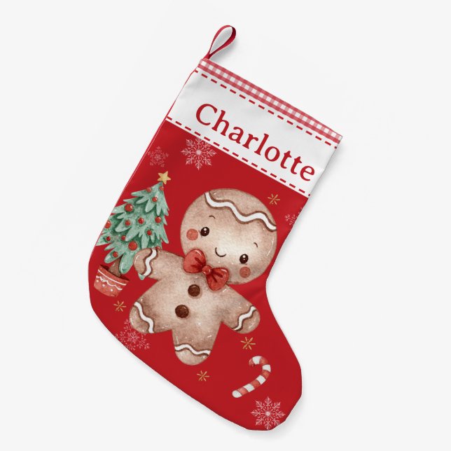 Petite Chaussette De Noël Petit pain d'épices Sucre de canne d'arbre rouge E (Devant (Accrochage))
