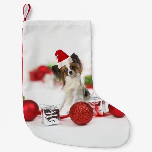 Petite Chaussette De Noël Petit Papillon Chien Noël Santa Hat (Devant)