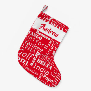 Petite Chaussette De Noël Phonetic Alphabet Festive Rouge et Blanc