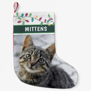 Petite Chaussette De Noël Photo Cute Chat Aquarelle Vacances Vert