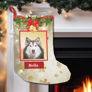 Petite Chaussette De Noël Photo de Chien mignon Noël Stocker Nom personnali