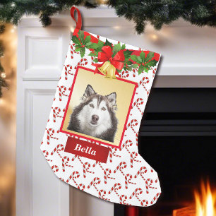 Petite Chaussette De Noël Photo de Chien mignon Noël Stocker Nom personnali