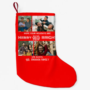 Petite Chaussette De Noël Photo de famille Moderne Tendance Joyeuse et Lumin