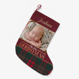 Petite Chaussette De Noël Photo du premier Motif de buffle de Noël du bébé