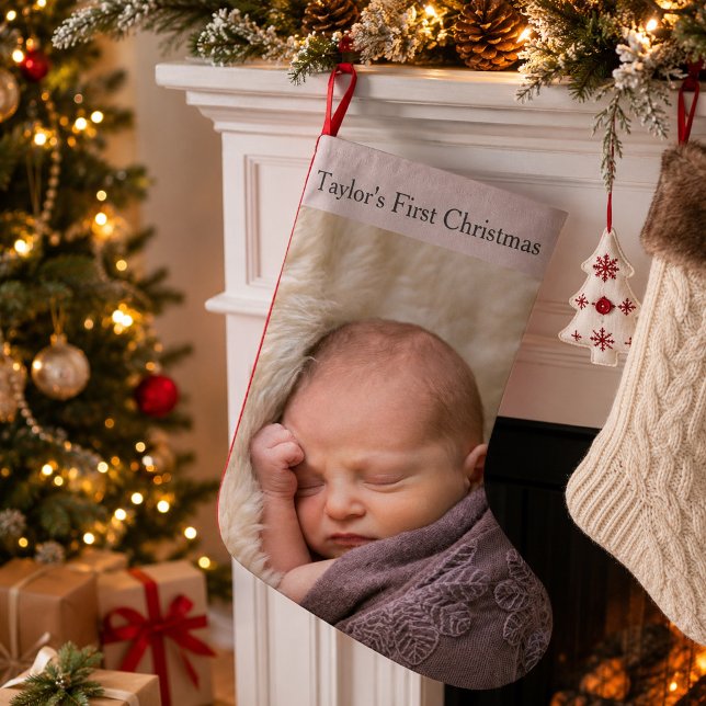 Petite Chaussette De Noël Photo du premier Noël de bébé (Créateur téléchargé)