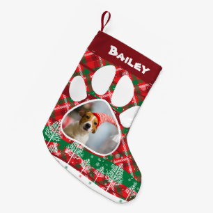 Petite Chaussette De Noël Photo et nom du chien personnalisé, Chien Paw Gre