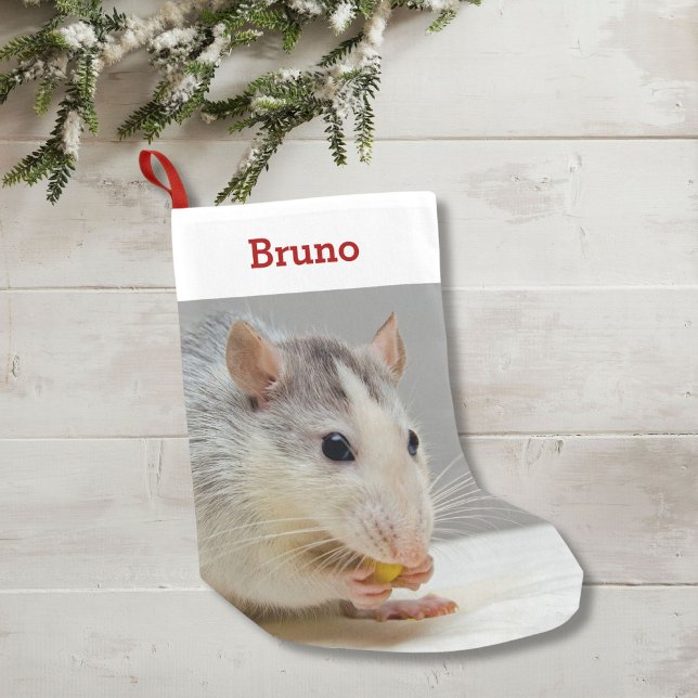 Petite Chaussette De Noël Photo et nom personnalisé de l'amoureux du rat de  (Créateur téléchargé)