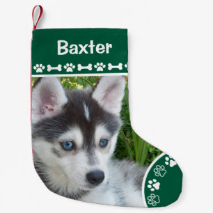 Petite Chaussette De Noël Photo personnalisé de chien avec monogramme et nom