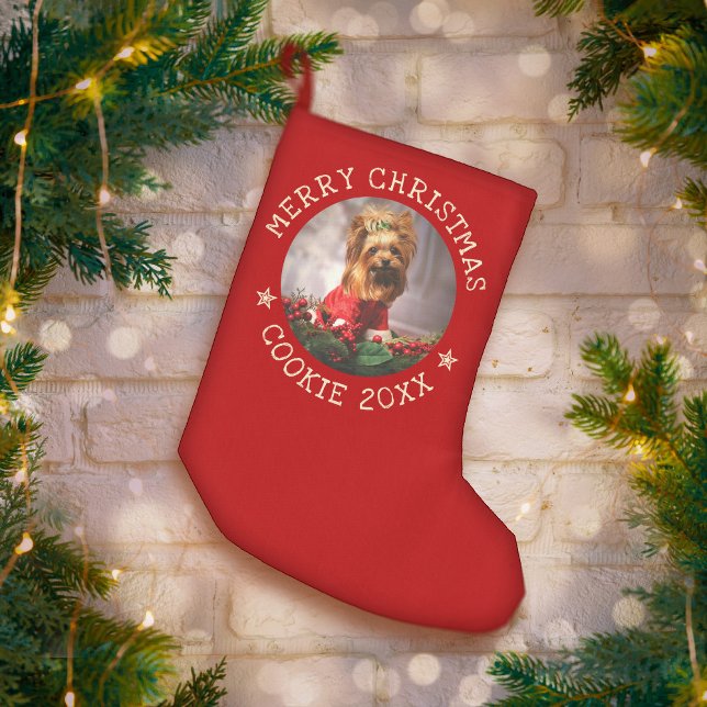 Petite Chaussette De Noël Photo personnalisée Joyeux chien de Noël adorable  (Créateur téléchargé)